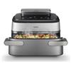 Philips Airfryer Serie 5000 con Maxi Capacità e Funzione Vapore - SteamFry, Vapore e Frittura ad Aria - 28 Programmi di Cottura, Doppio Scomparto 3L+6L, RapidAir Plus, SteamClean (NA565/00)