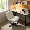 MEUBLE COSY Sedia da Ufficio Girevole Regolabile in Altezza, Poltrona da Scrivania Seduta in Tessuto per Studio, Funzione di Inclinazione Libera, Senza Ruote, Beige