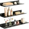 Romon Mensola da Muro Set, 3 Mensole Adesive da Parete in Alluminio Nero, Mensolas Doccia Senza Foratura Multifunzionale per Decorazione， Raggruppamento di Oggetti, Bagno, Cucina e Salotto, 30/35/40CM