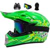 HelmYezett Casco Integrale Motocross, Casco Motocross Set Per Bambini E Adulti,Casco Da Moto Off-road Adolescente, Casco Da Bicicletta Per Ragazzi E Ragazze(Green,S(52-53CM))