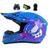 HelmYezett Casco Integrale Motocross, Casco Motocross Set Per Bambini E Adulti,Casco Da Moto Off-road Adolescente, Casco Da Bicicletta Per Ragazzi E Ragazze(Blue,L(56-57CM))