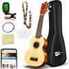 Everjoys Soprano Ukulele, Uculele da 21 Pollici con Borsa, Accordatore, Corde Aggiuntive, Cinturino, Plettri, Okulele Strumento Musicale per Adulti, Natural