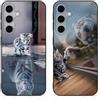 DiaryTown 2 Pezzi Cover per Samsung Galaxy S25 Custodia Nero Silicone Morbida Gomma Ultra Back Case con Disegno Motivi Antiurto Protettivo Cover per Galaxy S25 - Gatto & Tigre