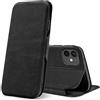 Verco Case per Apple iPhone 12 Mini Custodia [5.4 pollice], Cover a Libro Pelle PU per iPhone 12 Mini Custodia Premio Booklet Protettiva, Nero