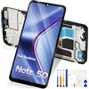 Reparo Schermo per Realme Note 50 LCD Display per Realme Note 50 RMX3834 LCD Display Touch Screen Digitizer Full Assembly con Riparazione Kit (Nero con Cornice，6.74 Pollici)