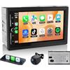 Haudio 2DIN DAB Autoradio con Apple CarPlay e Android Auto certificati, Schermo IPS da 7 Pollici con DSP, CPU 2.0GHz, Controllo Vocale,Microfono, GPS e Wi-Fi integrati,Telecamera Posteriore,FM/AM/RDS