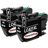 HenceBuy LC421 LC421XL Nero Cartucce d'inchiostro Compatibil per Brother LC421XLBK LC421BK Cartuccia per Stampante Brother DCP-J1050DW MFC-J1010DW DCP-J1140DW (500 pagines, 2 Nero)