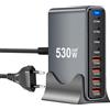 Puiseno Caricatore USB C da 530 W, multiplo con 8 porte, GaN III, USB, multiplo con 4 x USB-C e 4 x USB-A, PD140 W, 65 W, 30 W Power Delivery stazione di ricarica USB C per MacBook Pro/Air, iPhone, iPad