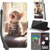 PHINIENLAND Cover per Google Pixel 7A Case PU Pelle Custodia [Kickstand] [Chiusura magnetica] [Slot per Schede], Portafoglio Flip Custodia per Pixel 7A,Gatto
