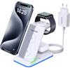 MANKIW 3 in 1 Stazione Ricarica per iPhone 17/16/15/14/13/12/XS/X/8 serie, MANKIW Caricabatterie Wireless per i-Watch 11-2 serie, per Air Pods 3/4/Pro 2
