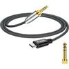J&D Cavo Audio USB C a 3,5mm/6,35mm 1/4 pollice con Adattatore 3,5mm e 6,35mm Cavo Ausiliario Auto Adattatore Cuffie Compatibile con iPhone 16/17 Series, 1 m