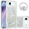 IMEIKONST Compatibile con iPhone 17 Air Custodia con Cavalletto ad Anello, Brillantini Sabbie Mobili Cover per Ragazze Silicone Antiurto per iPhone 17 Air. Amore Argento YBZ