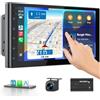 Haudio Autoradio 2 Din da 7 Pollici con Wireless CarPlay e Android Auto, Autoradio Screen IPS con Telecamera Posteriore,Mirror Link, Controllo Vocale, SWC/FM/RDS/AM, 25 Set UI a Tutte le Auto 2+32G