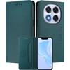 MOJIA Custodia per Xiaomi Redmi Note 15 Pro 4G, Resistente a Cadute e Graffi, Alta Qualità PU Pelle Stile Portafoglio Cover Folio con Chiusura Magnetica. Dark Green