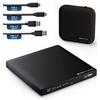 techPulse120 Masterizzatore esterno USB 3.1 USB-C UHD 4k 3D M-DISC Blu-ray DVD CD BDXL HDR10 128GB masterizzatore Burner Superdrive BD Imperator borsa 90 cm cavo alluminio Nero