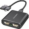 DGYBDFC Adattatore da USB 3.0 a HDMI 1 in 2 out Display Esteso Doppio Monitor USBA e USBC a 2 Splitter HDMI 4K 30Hz+1080p 60Hz per Laptop MacOS Supporta la Modalità MST/SST con Cavo da USB-A/C a USB-C