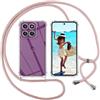 ISOI Cover con Cordino per Motorola Moto Edge 60 Pro, Custodia Trasparente con Collana Tracolla Laccio Collo Ultra Sottile Morbido TPU Silicone Antiurto AntiGraffio Case, Rosa