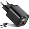 Leikurvo Caricatore rapido USB C da 33 W con display LED, 2 porte, caricatore QC PD, adattatore di ricarica universale, compatibile con telefoni cellulari, fotocamera, tablet