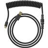 Ranked Cavo Coiled | Cavo Intrecciato a Doppia Guaina Fatto a Mano | USB Tipo C ad A | Connettore Aviator a 5 Pin per Tastiera da Gioco Meccanica Custom | Supporta la Ricarica Rapida 20W (Nero)