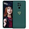 POUHYE Cover per Huawei Mate 20 Custodia Originale, Gomma Gel di Silicone Liquida Cover con Protezione Fotocamera, Morbida Sottile e Antiurto AntiGraffio Case con Motivo a Amore Cuore Verde scuro