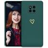 POUHYE Cover per Huawei Mate 20 Pro Custodia Originale, Gomma Gel di Silicone Liquida Cover con Protezione Fotocamera, Morbida Sottile e Antiurto AntiGraffio Case con Motivo a Amore Cuore Verde scuro