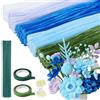 Niuny Scovolini Colorati per Lavoretti 500pcs Pipe Cleaner Filo di Ciniglia 5 Colori Scovolini Ciniglia con Steli per Fiori Stami Nastro Adesivo Scovolini Pipa per DIY Fai da Te Decorazione (Blu)