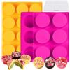 AICMEI Set di stampi per torte in silicone con 12 cavità ricoperti di cioccolato, stampi rotondi per cake pop, con 2 spatole per torce fai da te, cake pucks, dessert al cioccolato