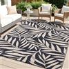 smiry Tappeto da giardino impermeabile, resistente ai raggi UV, reversibile, in plastica, per balcone, campeggio, picnic, cortile, 120 x 180 cm, nero e beige, motivo foglia