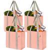 VENO 4 Pezzi. borse per la spesa e la spesa riutilizzabili con manici e fondo rigido in un formato compatto e conveniente. Borsa tote pieghevole, resistente e resistente (Rosa, 4 Pz.)