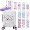 HTgroce Set Valigia Bambina DIY Diamond Painting - Trolley Rigido con Cuscino per il Collo e Etichetta - Bagaglio a Mano 4 Ruote 360° - Regalo per Viaggi
