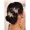 Kercisbeauty, set di pettine per capelli con foglie dorate, con cristalli di champagne, accessorio per acconciature da sposa, accessori per capelli, stile Art Deco Boho