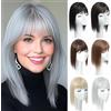PARXITN Parrucca per capelli da donna, 3 clip, con frangia, 30 cm, parrucche sintetiche, extension naturali per capelli sottili, colore grigio argento