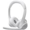LOGITECH Cuffie wireless Logitech Zone 300, Bluetooth, cancellazione del rumore, portata di 30 m, autonomia della batteria di 20 ore, bianco