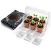 com-four® Mini Serra con 6 vasi in Terracotta, Semi e terriccio - Kit di Coltivazione per basilico, prezzemolo ed Erba cipollina - Serra da Interno (Kit di Coltivazione 10)