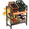 HFHOME Scaffalatura per 4 scatole, a doppio piano per birra, frutta, verdura, acqua, nero, in metallo, per bibite, per cucina, cantina, garage