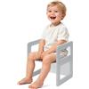 FUNLIO Sedia per lo svezzamento Montessori regolabile in altezza per età 1-3, sedia in legno massiccio di qualità, per mangiare/leggere/giocare, mobili Montessori con certificazione CPC - Grigio