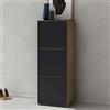 doporro Scarpiera Ingresso Slim Salvaspazio, Mobile Porta Scarpe Verticale con 3 Ante e 6 Ripiani, in Legno Marrone chiaro e Antracite opaco, 45x36x120 cm, per Corridoio o Camera da Letto