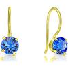 DTPsilver Orecchini Pendenti Donna Argento 925 Placcati Oro 24K con Brillantini Blu Zaffiro di Cristallo - Orecchini Blu Zaffiro - Pendenti Classici Eleganti e Ipoallergenici per Pelli Sensibili