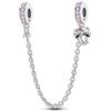 LNQOBU Catena di Sicurezza in Argento 925 per Charms Bracciali Ciondoli Perline,Ciondolo a forma di cuore in silicone con Chiusura a Clip, Compatibile con i Braccialetti Pandora