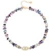 Aobei Pearl Aobei Perla naturale miscela colore fluorito Choker 18K oro CZ Pave male occhio pendente collana per le donne ghiaia perline collana Boho spiaggia stratificazione gioielli