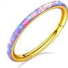BodyBonita Anelli da Piercing Naso a Cerchio Con Cerniera Lato Viola Opale - 16G Acciaio Chirurgico 316L Anelli per Setto per Donne Conch Elica Daith Piercing 8mm Oro
