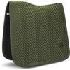 Equimour Sottosella da Dressage Classic Sage - in Raso per Cavalli | Sottosella anatomico in raso con fodera in bamboo, bordo glitter e patch in pelle vegana - traspirante