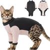 Hjumarayan Tutina Gatto Post Operatoria con Chiusura a Strappo e Maniche Anteriori, Body in Cotone per Recupero Chirurgico, Morbido e Traspirante, Protezione Ferite per Gatta e Gatto Maschio, Rosa cipria XL