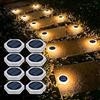 YiLaie Segnapasso 20 Leds Esterno Solare, 10cm Luci Esagonali da Giardino con Adesivo Luce 360°, Faretti Solari a Pavimento IP68 Calpestabili per Viale, Camminamento, Scale, Bianco Caldo (8 Pezzi)