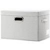 Prandom Grande contenitore pieghevole con coperchio [1-pack] Cestino decorativo in tessuto di lino con manici Beige(43 x 30 x 30 cm)