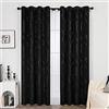 Deconovo Set di 2 tende oscuranti per Halloween, colore nero, isolanti termici, anti freddo, in camera da letto, soggiorno a punti, stampate, argento, 140 x 240 cm