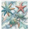 ABAKUHAUS Costiero Tenda da Doccia, Stelle marine e tartarughe marine, Tessuto Set di Decorazioni per il Bagno con Ganci, 175 x 200 cm, Corallo Mousse Di Mare Grigio-Blu
