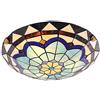 JUDU Lampada da soffitto in stile retrò Tiffany, realizzata a mano, in vetro, paralume E27, per soggiorno, camera da letto, sala da pranzo, corridoio, bagno, balcone (M(30 cm)