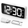 LATEC Sveglia Digitale, Sveglia da Comodino LED con Adattatore, Luminosità e Volume Regolabili, Schermo Grande da 5,8 con 2 Allarme, Snooze, 12/24 Ore per Ufficio Camera da Letto, Bianco