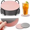 Gucass Set di 12 sottobicchieri in pelle, sottobicchieri doppi lati per bicchieri in vetro, set di sottobicchieri in vetro con supporto, sottobicchieri in pelle con aspetto in cuoio, colore grigio e